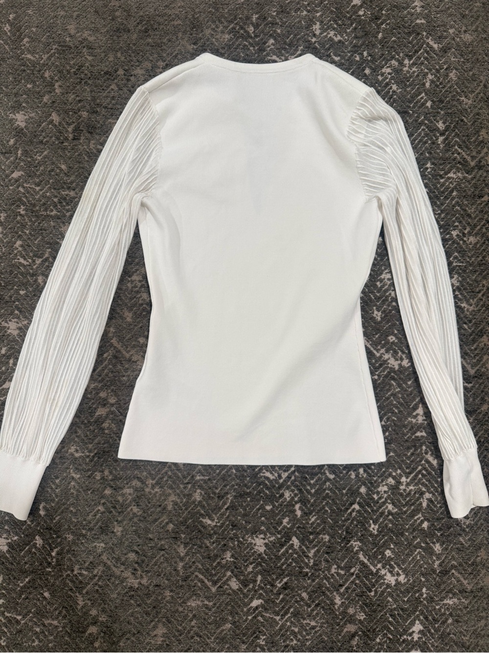 Reiss Ivory Pleated Sleeve Tie Neck Knit Top XS - Picture 3 of 6